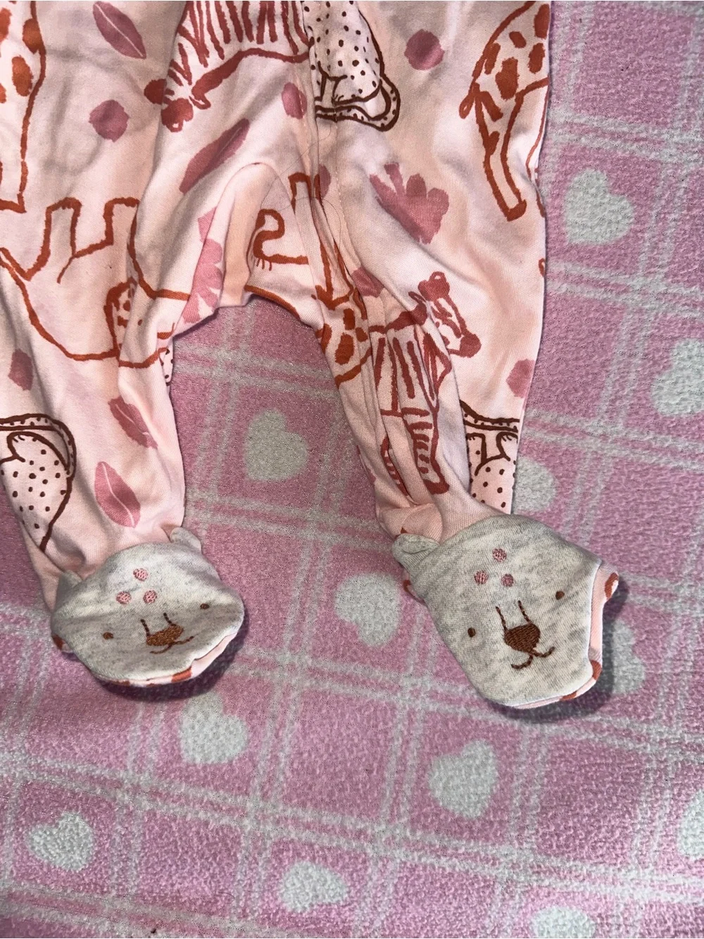 Carter's Pink Safari Animal Print Footed One-Piece